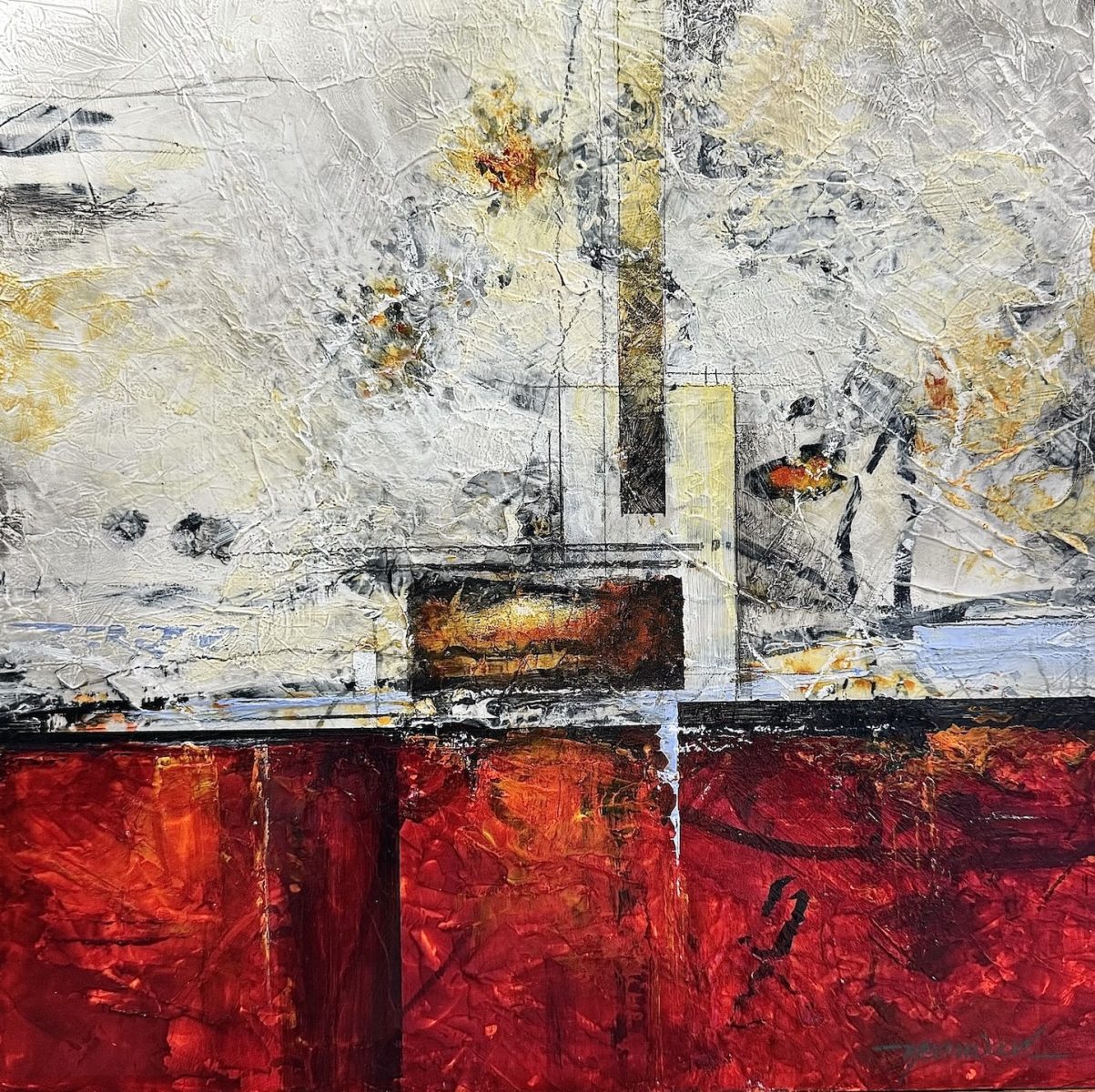 Dynamic 12x12 acrylic mixed media Mark Yearwood 2024